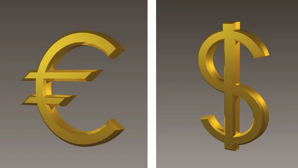 Dollar en euro tekenen — Stockfoto