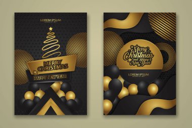 Parlak Altın ve doku arkaplanlı lüks Noel Posteri Şablonu. Vektör illüstrasyonu