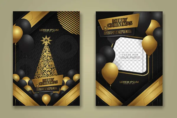 Modelo Cartaz Natal Luxo Com Ouro Brilhante Fundo Textura Ilustração — Vetor de Stock