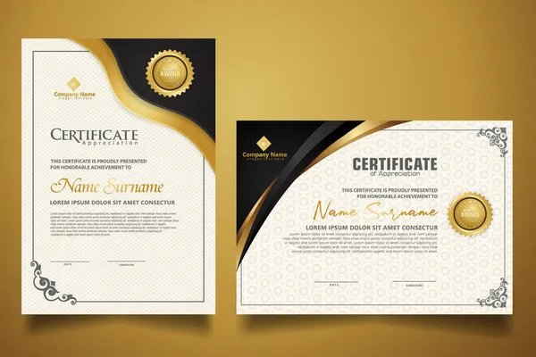 Modello Certificato Con Design Cornice Classica Combinare Modello Moderno Diploma — Vettoriale Stock