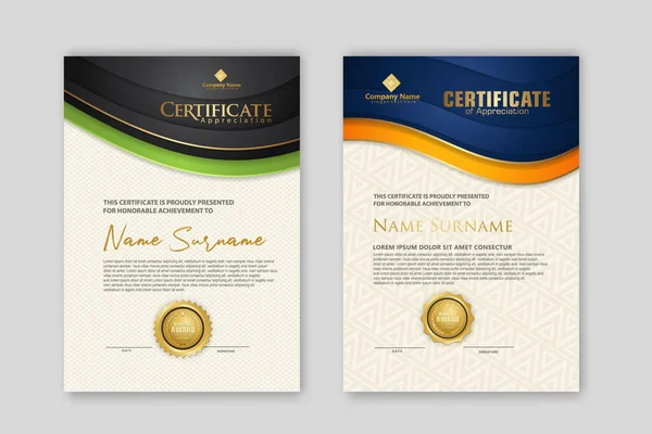 Certificaat Sjabloon Met Luxe Badge Elegantie Moderne Patroon Achtergrond Voor — Stockvector