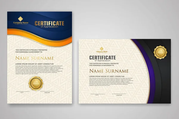 Certificaat Sjabloon Met Luxe Badge Elegantie Moderne Patroon Achtergrond Voor — Stockvector