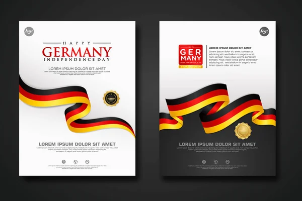 Ορισμός Αφίσα Σχέδιο Γερμανία Ενότητα Ημέρα Φόντο Πρότυπο Κομψή Σημαία — Διανυσματικό Αρχείο