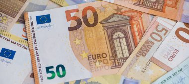 Arkaplan fotoğrafı olarak Avrupa banknotları çerçeve dolumu