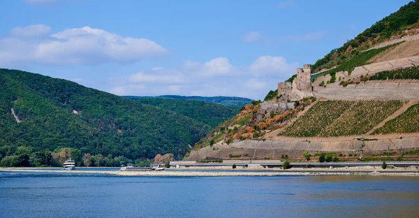 Bingen Tyskland Augusti 2022 Utsikt Över Rhen Med Rhen Navigering — Stockfoto