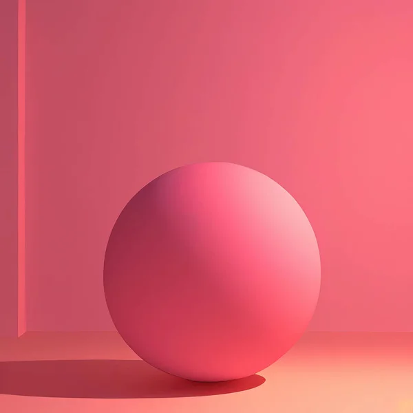 粉红彩色房间内呈现粉红3D球体的图解 — 图库照片