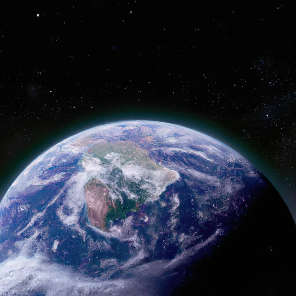 Ilustração Planeta Terra Recortada Contra Céu Estrelado Noite Com Espaço Fotografia De Stock