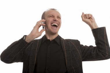 genç adam exclaiming cep telefonunuzun konuşma