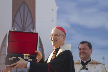 Roma Kardinal tarcisio bertone açılış yeni inşa edilen minsk Katolik Kilisesi'nin doğum