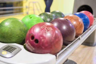 bol closeup topları bir satırda Bovling.