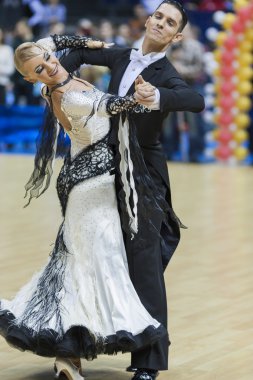 Minsk-belarus, 9 Şubat: tanımlanamayan dans çift gerçekleştiren bir