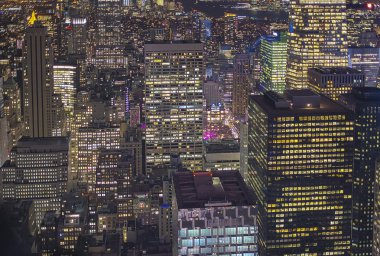 Gece New York şehir. Havadan görünümü. HDR görüntü