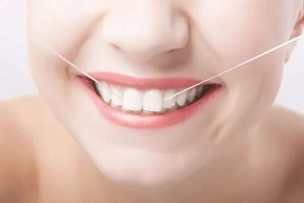 Beautiful Caucasian Woman Smile. Dental Care  Concept