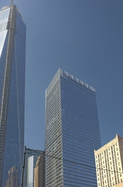 NYC scyscrapers mavi gökyüzü