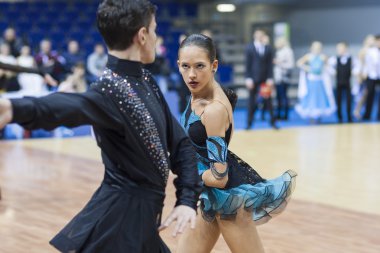 Minsk-belarus, Şubat, 22: tanımlanamayan dans çift gerçekleştirir 