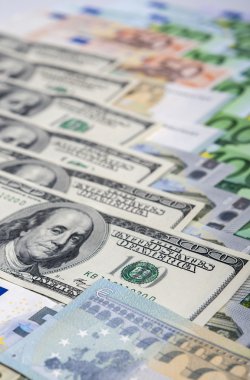 Dünya para birimi kavramı: Avrupa ve ABD'de closeup zor PB