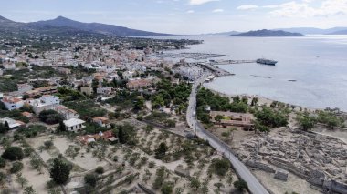 bir görünümü, aegina Island, saronic Islands, Yunanistan ana deniz yat