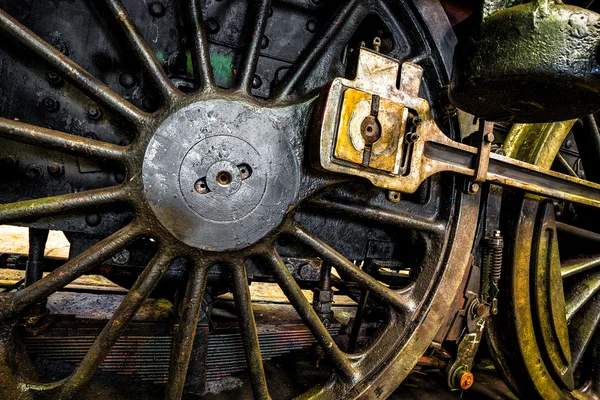 Closeup trein wiel op de spoorlijn — Stockfoto