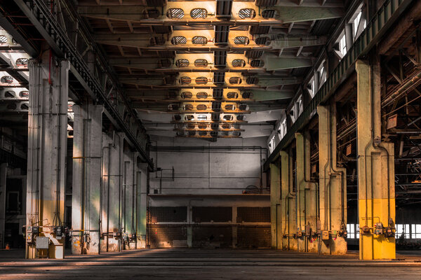 Abandoned old vehicle repair station, interior Stock Photo
