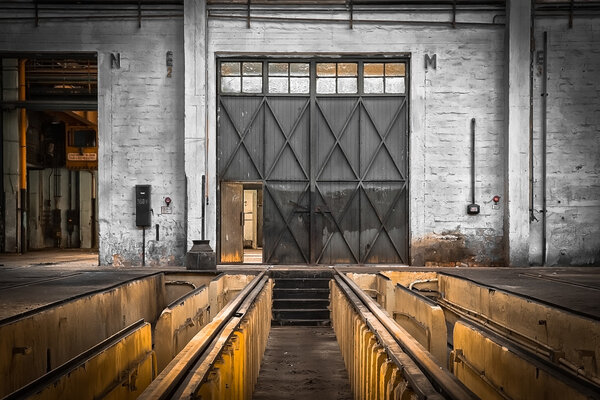 Abandoned old vehicle repair station, interior Royalty Free Stock Images