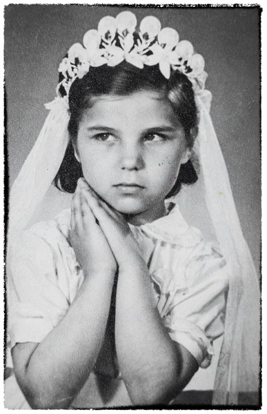 Geçen yüzyıldan kalma klasik kız portre — Stok fotoğraf