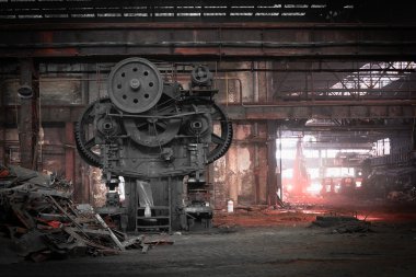 old, metallurgical firm waiting for a demolition clipart