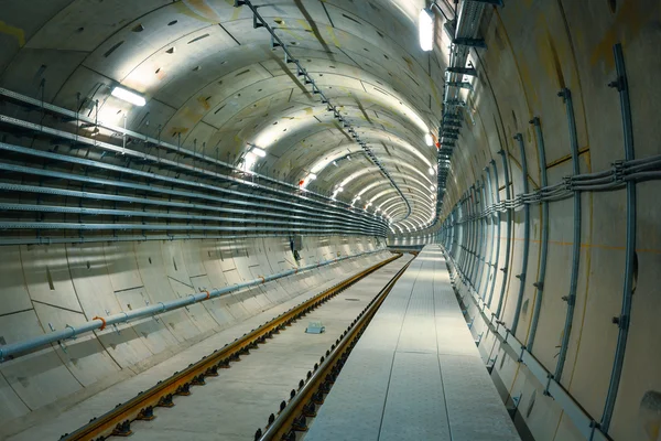 Underjordisk metro linje på byggeri - Stock-foto