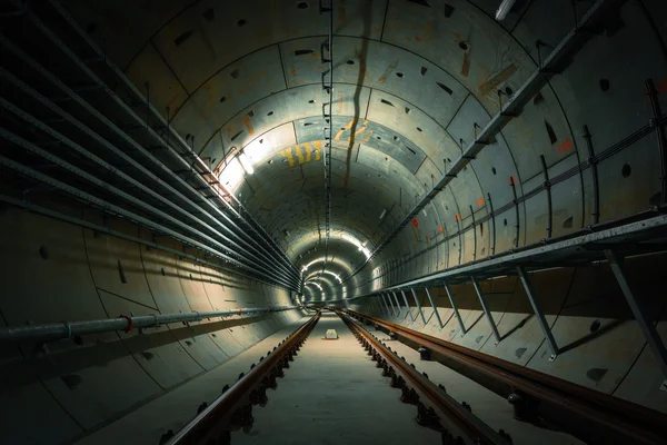 Underground metro line on construction — Stock Photo, Image