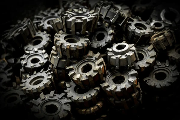 Många metall koggen gears — Stockfoto