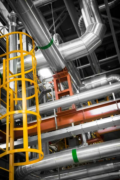 Pipes in a modern thermal power station — Stock Photo, Image