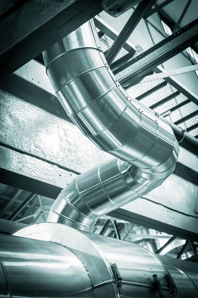 Pipes in a modern thermal power station — Stock Photo, Image