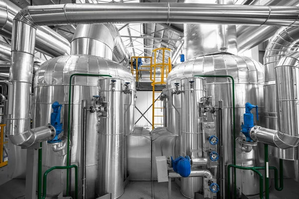 Pipes in a modern thermal power plant — Stock Photo, Image