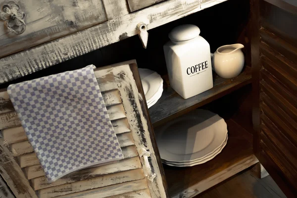 Ein rustikaler Kaffeebehälter — Stockfoto