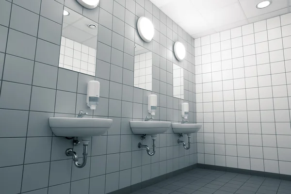 Mains vides sur des toilettes publiques propres — Photo
