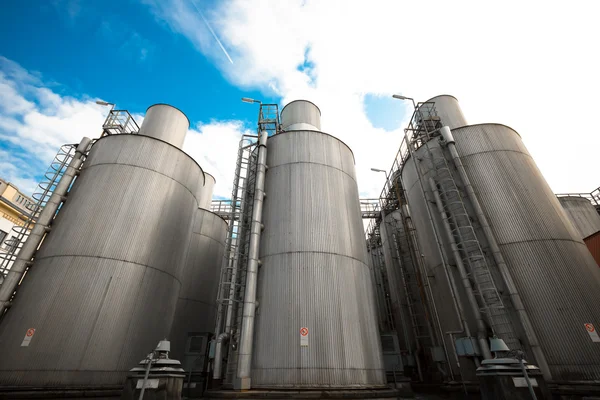 Beer processing and storage silos — Stock Photo, Image
