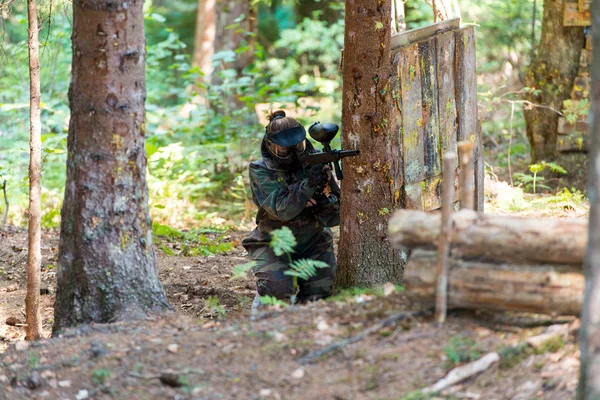 ağacın arkasında Paintball oyuncuları gizle