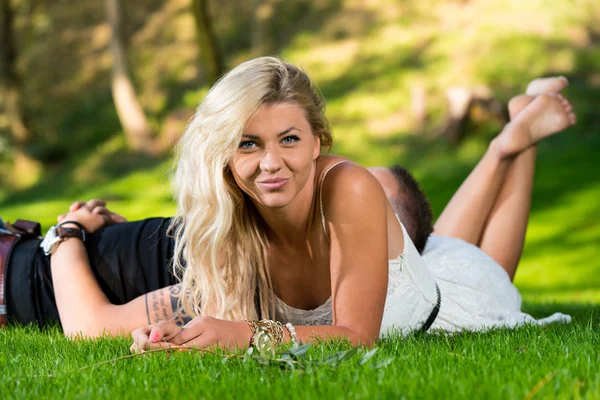 Woman Resting On Grass — Stock Photo, Image