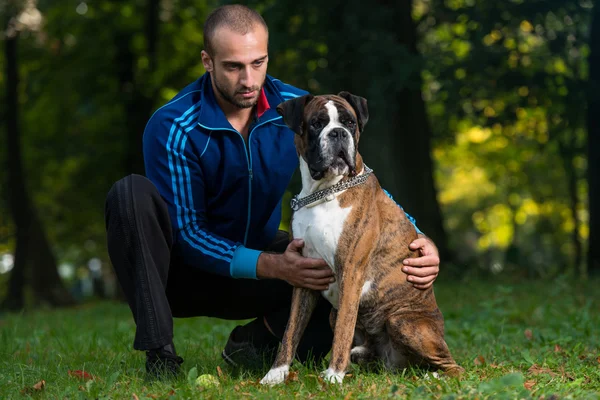 Young Man With Dog — Stock Photo, Image