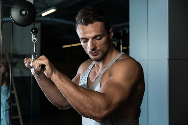 Exercise For Triceps With Cable — Stock Photo, Image