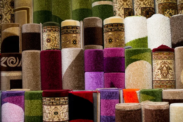 Colorful Rugs For Sale At Store — Stock Photo, Image