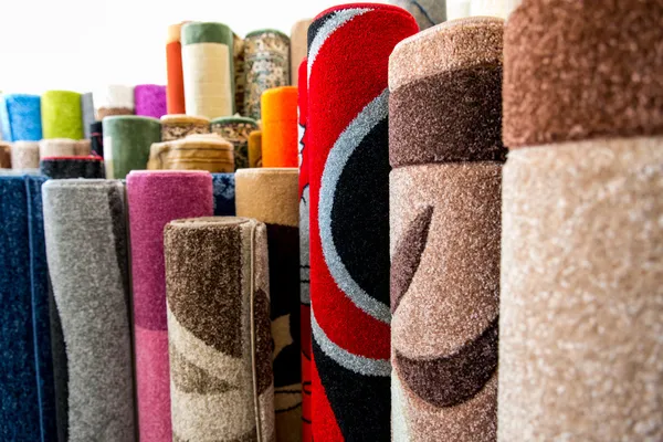 Colorful Rugs For Sale At Store — Stock Photo, Image