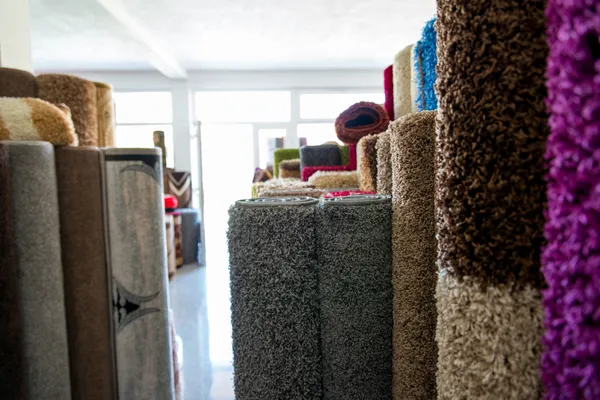 Rolled Rugs Inside A Rug Store — Stock Photo, Image