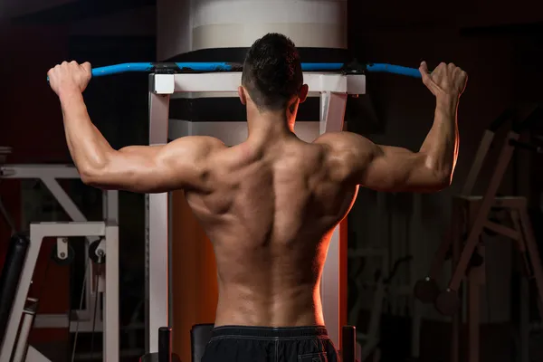 Bodybuilder Doing Heavy Weight Exercise For Back — Stock Photo, Image