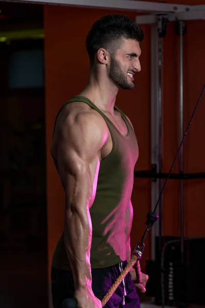 Muscular Man Exercising Triceps — Stock Photo, Image