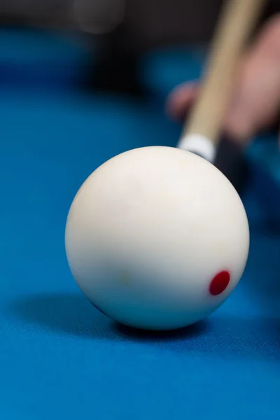 Close-Up Of A White Ball Waiting To Shoot — Stock Photo, Image