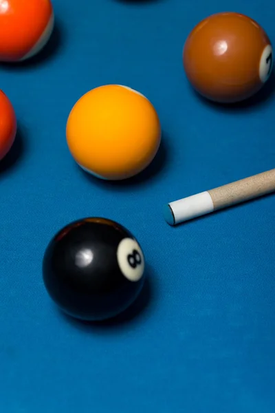 Billiard Balls On Blue Cloth — Stock Photo, Image