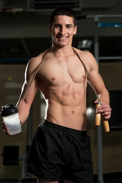 Handsome Muscular Men With Jumping Rope — Stock Photo, Image