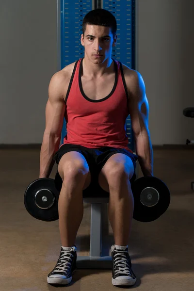 Young Weight Lifting with Dumbbell — Stock Photo, Image