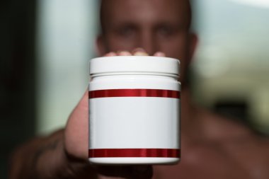 bodybuilder ile poz kopya alanı için Takviyeler