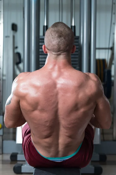 Bodybuilder Doing Heavy Weight Exercise For Back — Stock Photo, Image